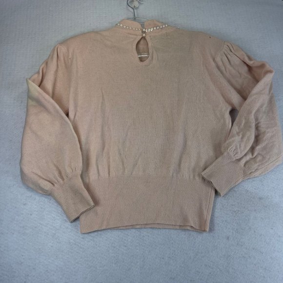 Vintage HORCHOW Womens M Pink Sequined Heart Wool Angora Puff Sleeve Sweater - Picture 14 of 14